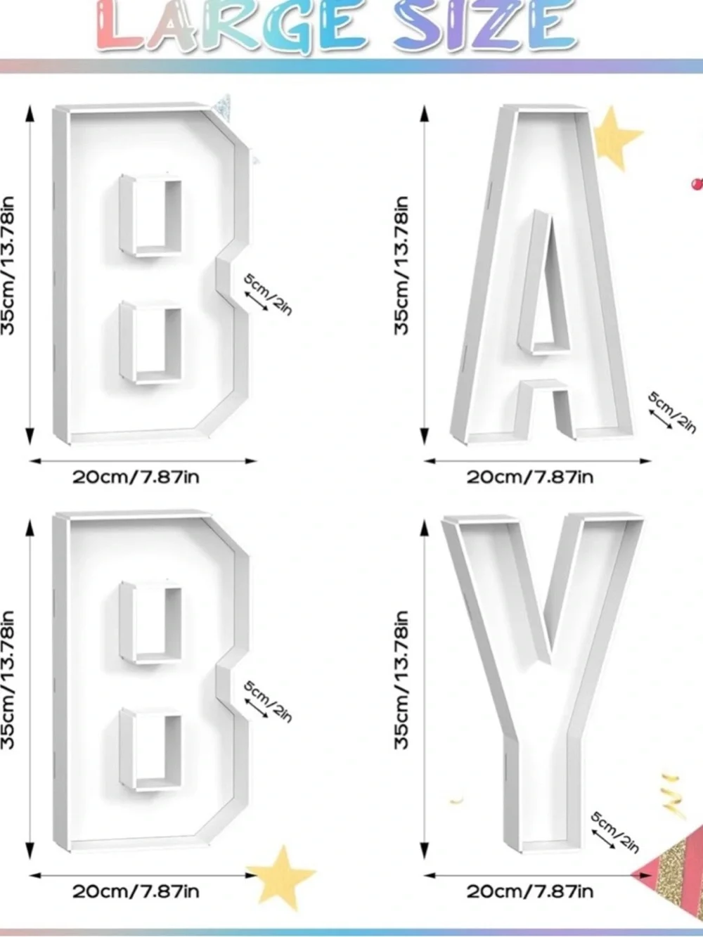 White Letter Snack Boxes - BABY Party Display Boxes